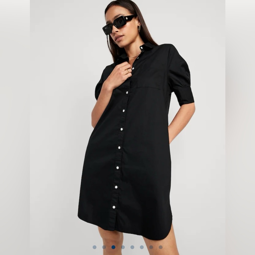 Old Navy Short Sleeve Shirt Dress in black, size M - Picture 5 of 8